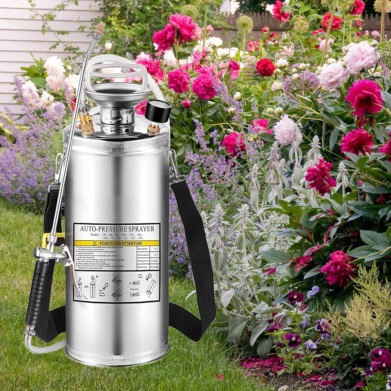 2Gal Stainless Steel Pump Up Sprayer for Gardening Needs