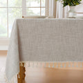 Textured Tablecloth 55x106 in Light Brown - Wrinkle-Free, Waterproof