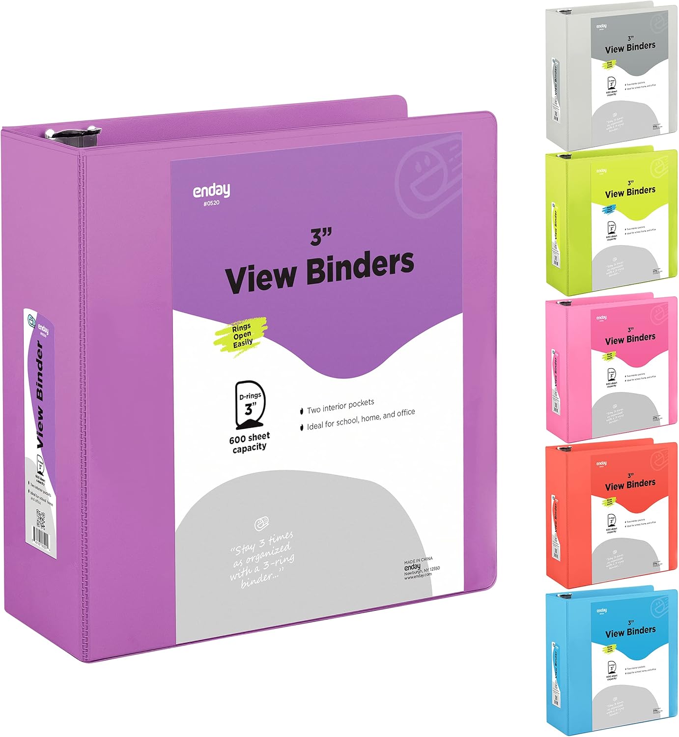 3 Inch Slant D-Ring Binder in Purple for School Supplies