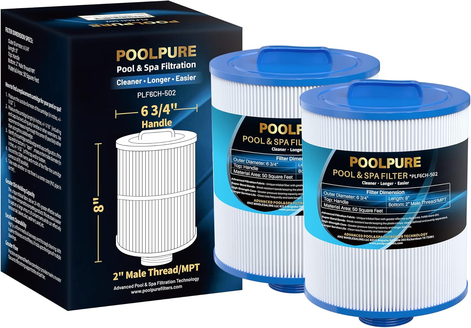 POOLPURE PAS50SV-F2M Spa Filter for Unicel and Filbur Models