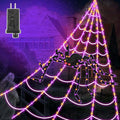 Giant Spider Webs Halloween Decorations - 250 LED Net Lights