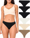 BAMBOO COOL Women's Seamless Bamboo Thongs 6-Pack - Breathable Comfort