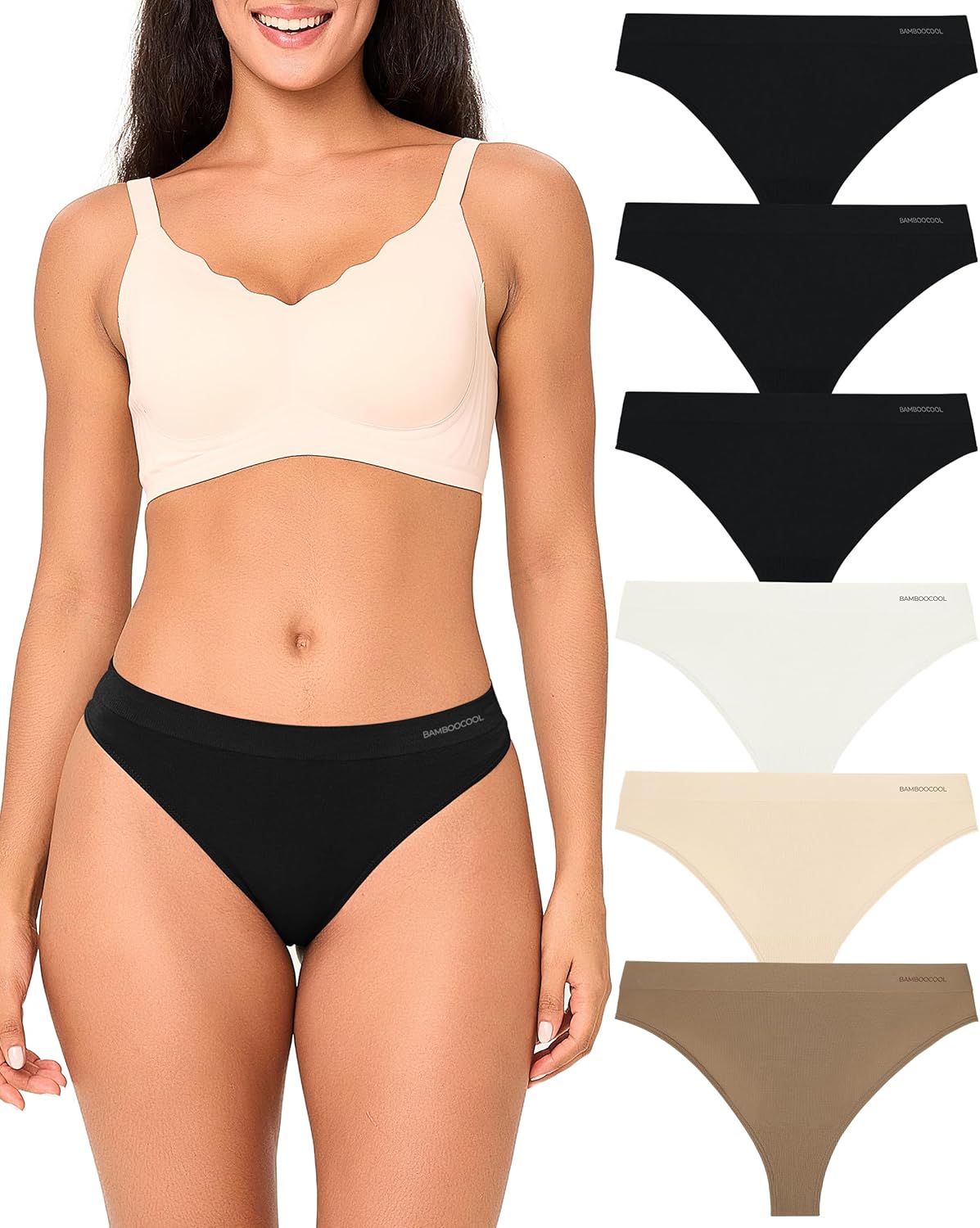 Bamboo Cool Women's Thongs Seamless Moisture-Wicking Underwear