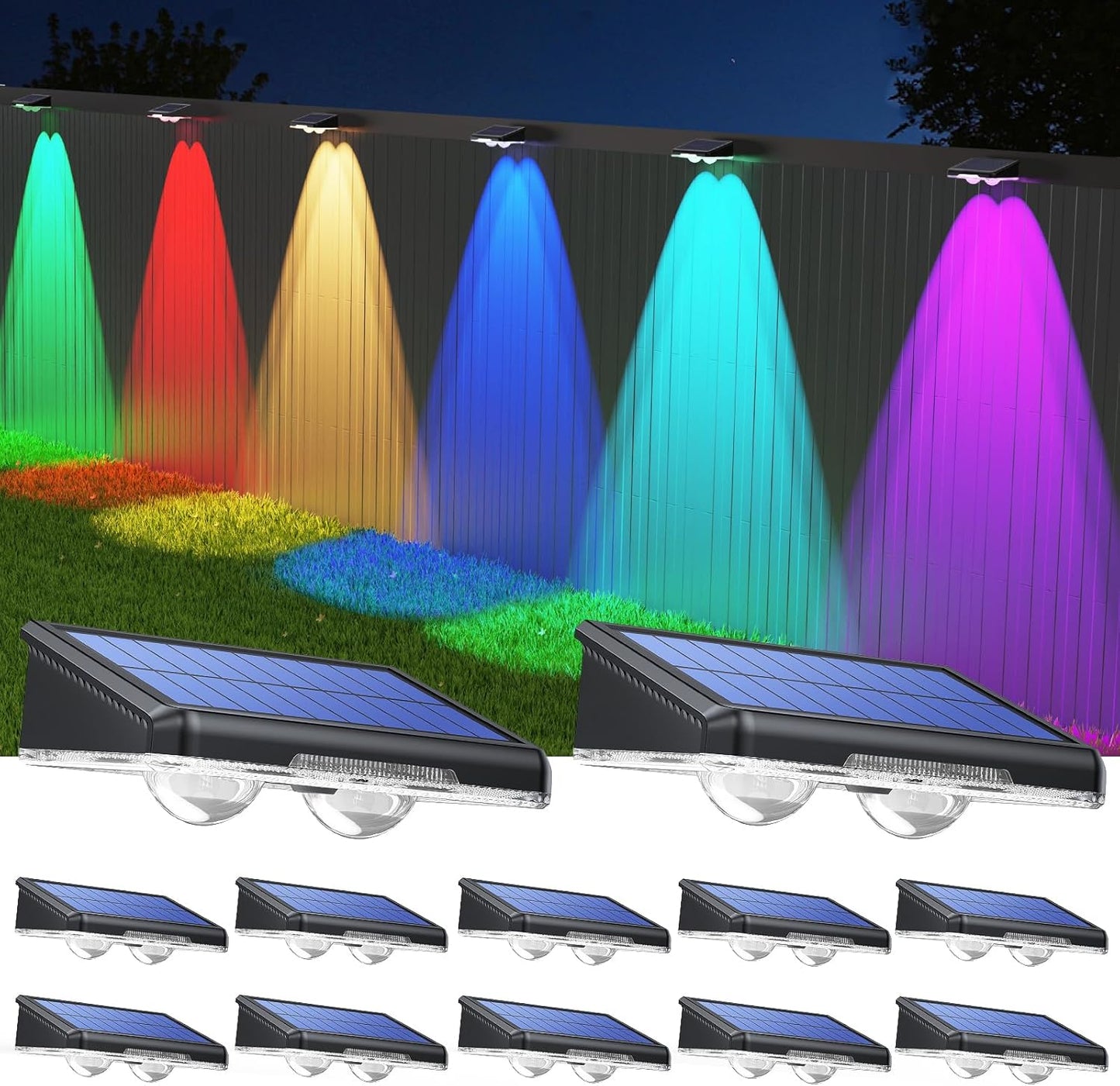 TECKNET Solar Fence Lights Outdoor 12 Pack for Vibrant Ambiance