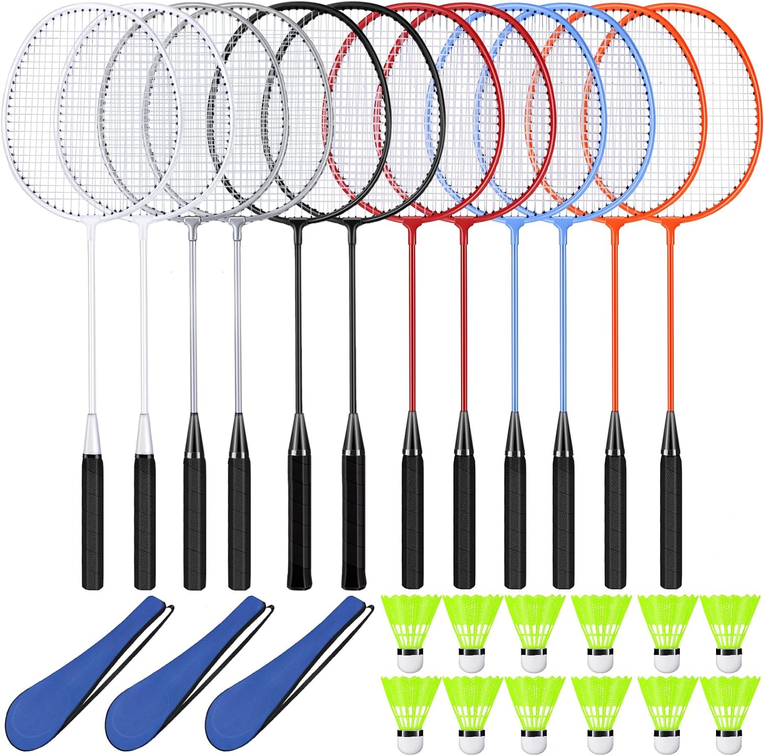 12 Pack Badminton Rackets Set for Outdoor Games and Beginners