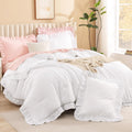 Litanika White Comforter Full Size Set - Ruffle Shabby Chic Comfort