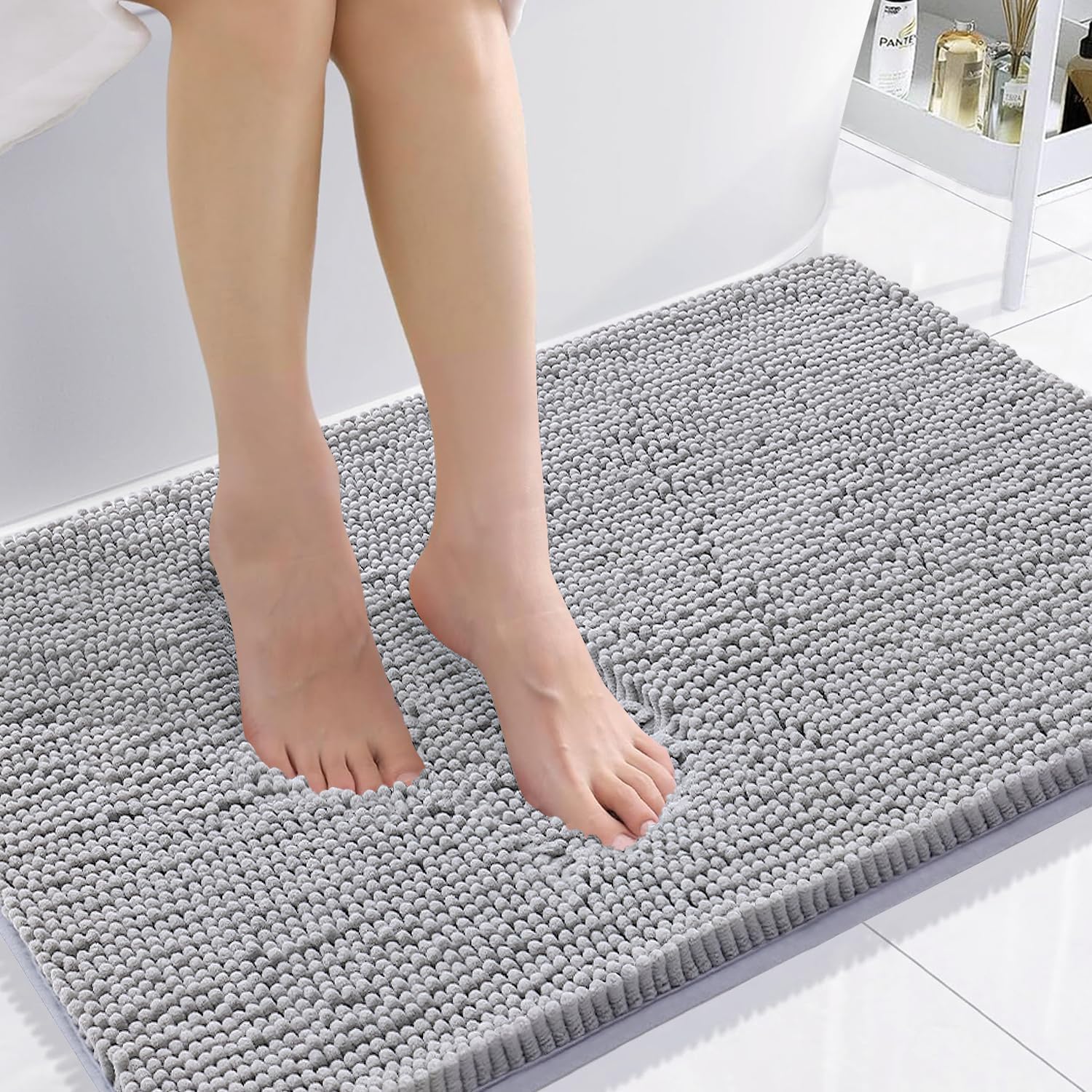 Smiry Luxury Chenille Bath Rug - Soft, Absorbent & Non-Slip