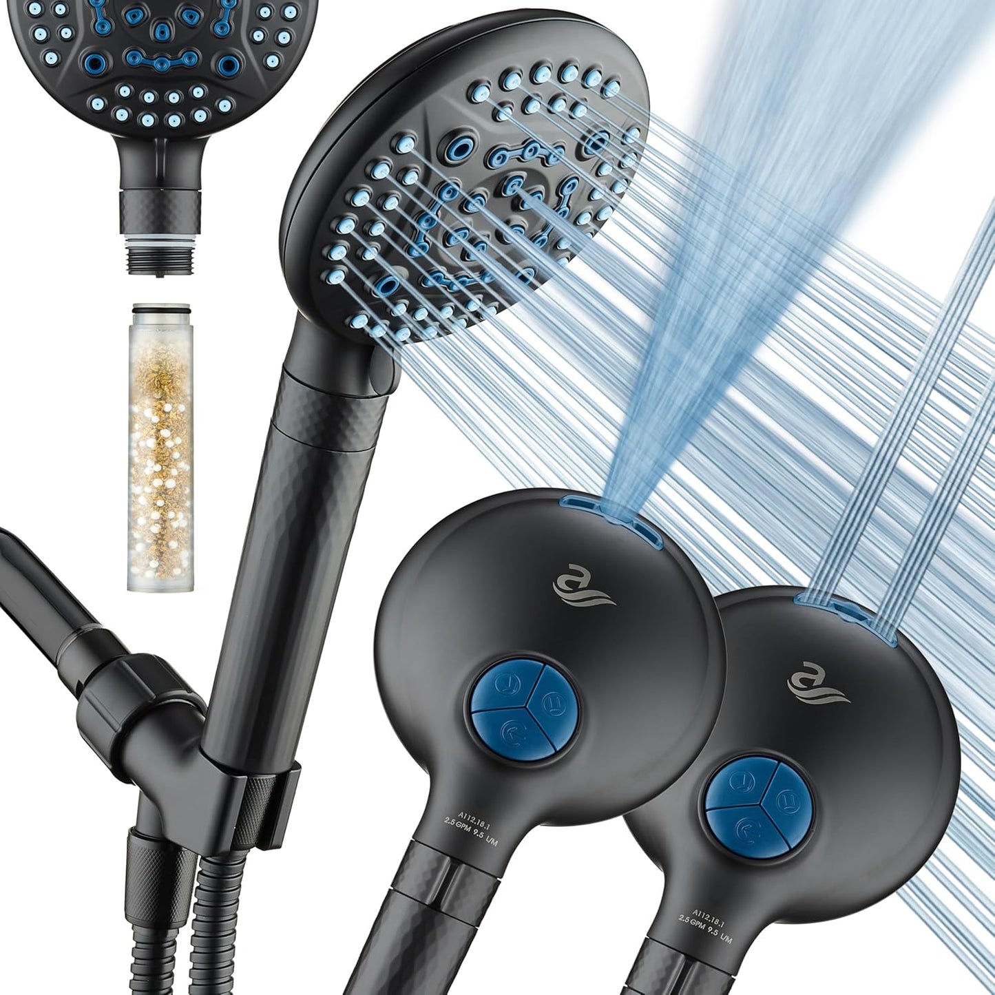 AquaCare 4X High Pressure Handheld Shower Head for Clean Water