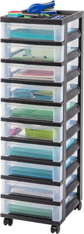 IRIS USA Plastic 10-Drawer Rolling Storage Cart - Clear Organization