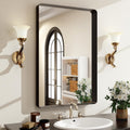 36x24 in Black Bathroom Mirror - Modern Rectangle Mirror with Rounded