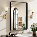 30x22 in Black Bathroom Mirror with Rounded Corners - Modern Wall