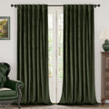Olive Green Velvet Curtains 102 in Long - Room Darkening Luxury