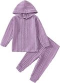 DEFAHN Toddler Girl Fall Clothes Set - Warm 2-Piece Ribbed Knit Outfit