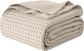 100% Cotton Waffle Blanket Queen 90x90 - Lightweight Linen Feel