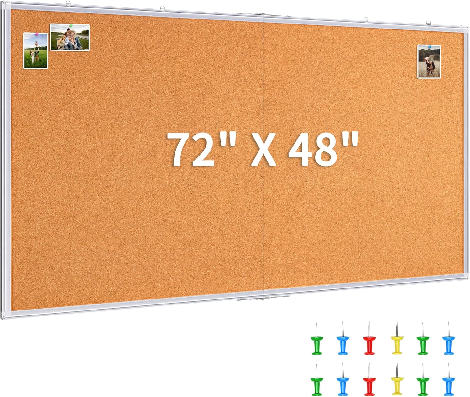 Large Cork Board 72 x 48 in for Home Office and School Use