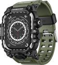 Rugged Apple Watch 45mm Case with Tactical Band for Men - Army Green