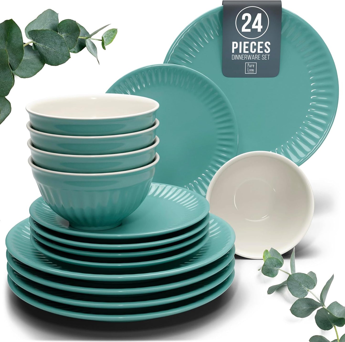 Stoneware Dinnerware Set for 8 People - Elegant Scandi Design
