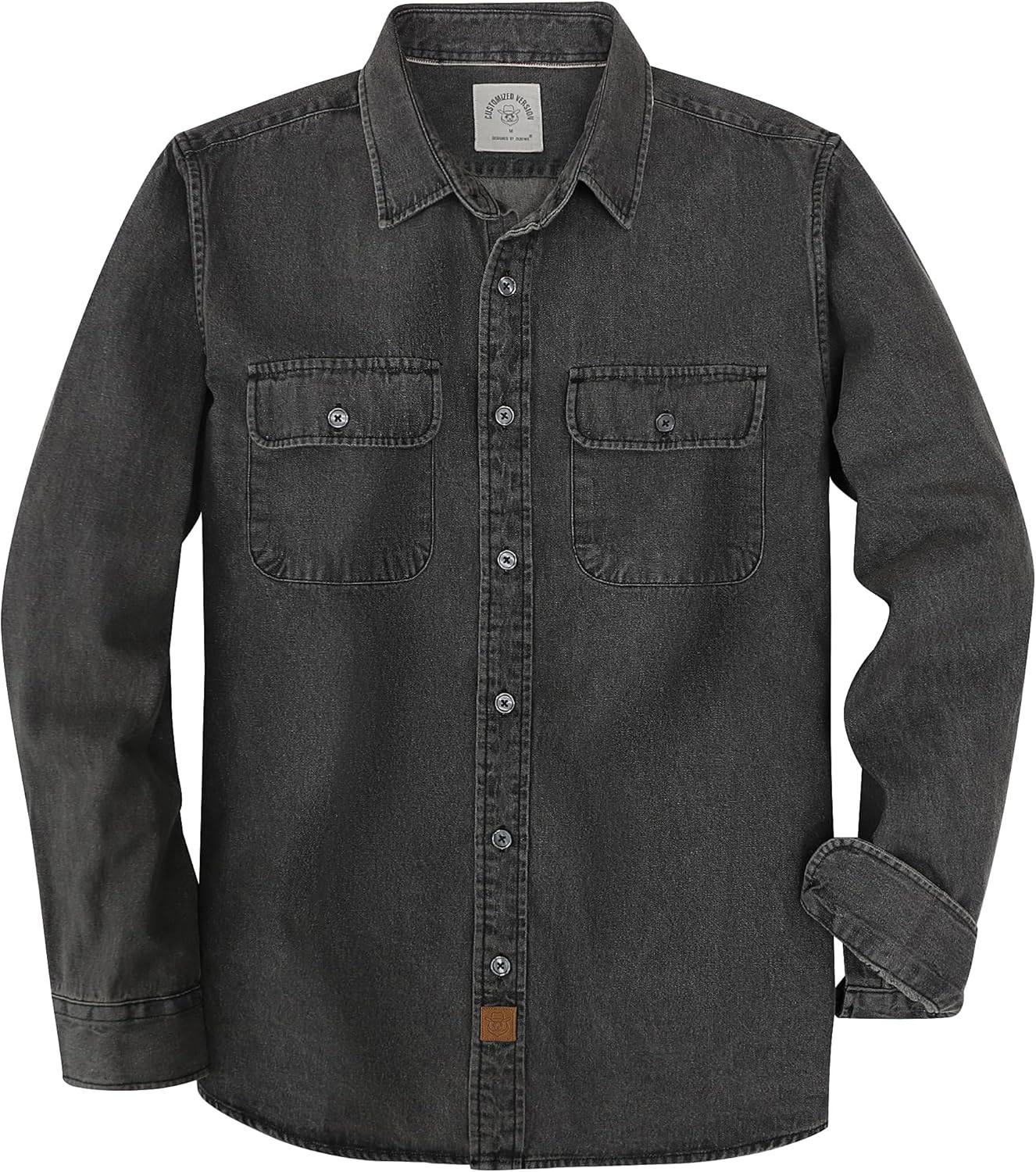 Dubinik Mens Button Up Long Sleeve Casual Denim Shirt for Work
