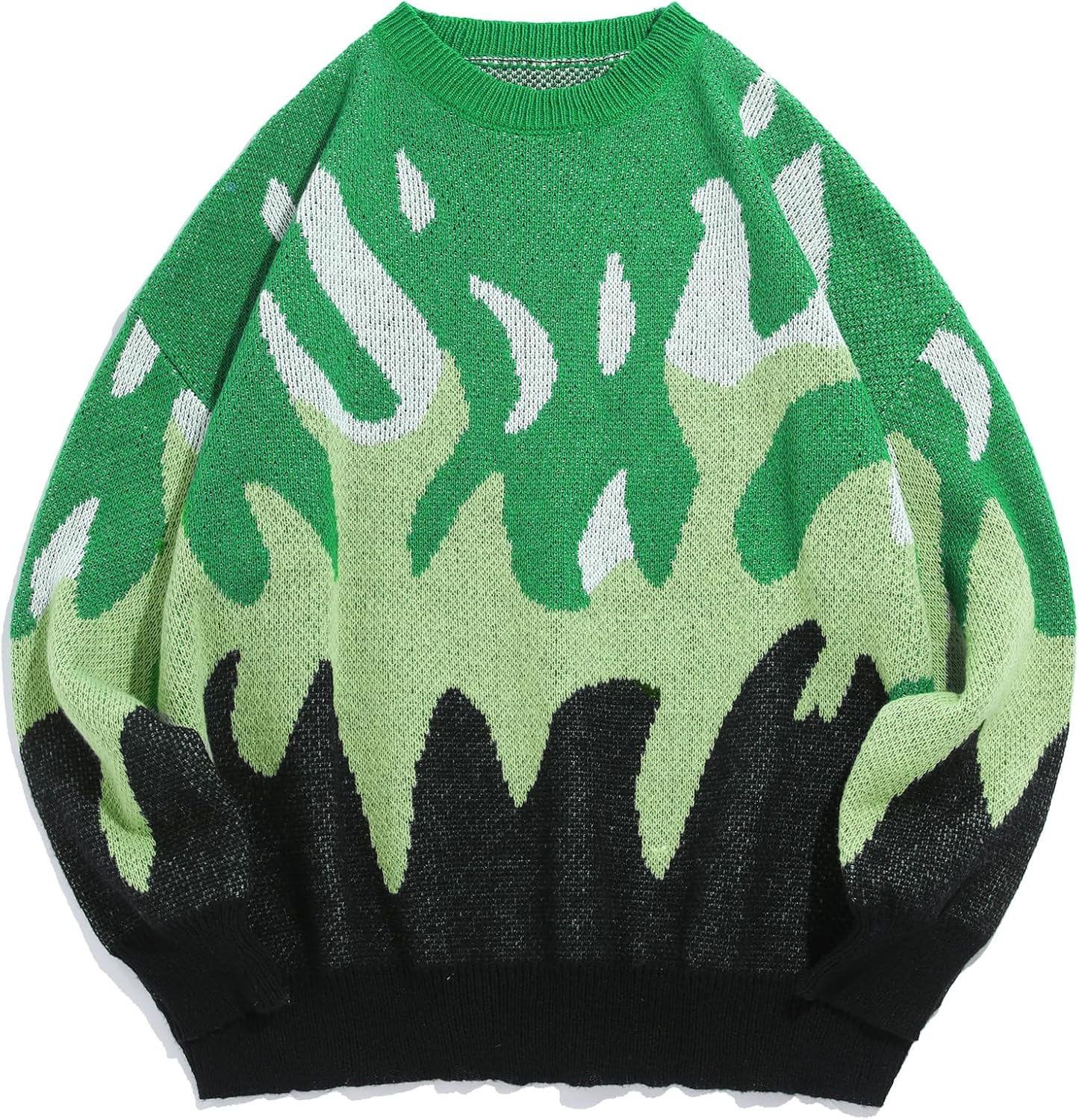 ZAFUL Men's Oversized Sweater with Unique Flame Graphic Design