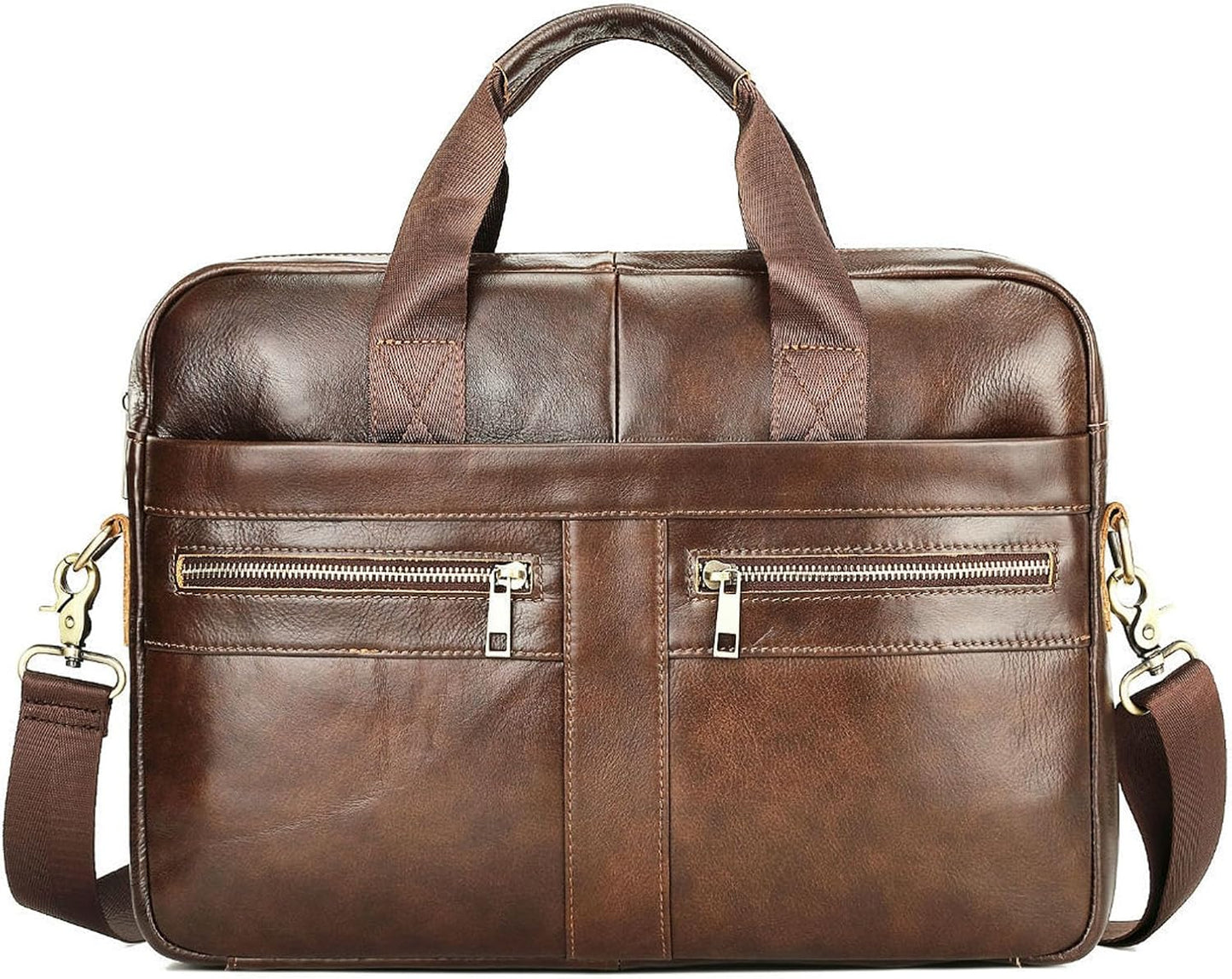 Leather Laptop Messenger Bag for Men - Professional Office Satchel