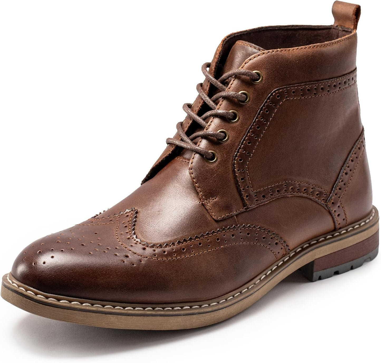 Mens Fashion Dress Boots - Black Genuine Leather Oxford Style