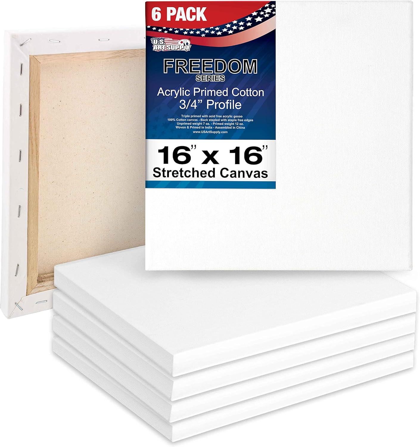 Professional Quality 16 x 16 inch Stretched Canvas for Painting