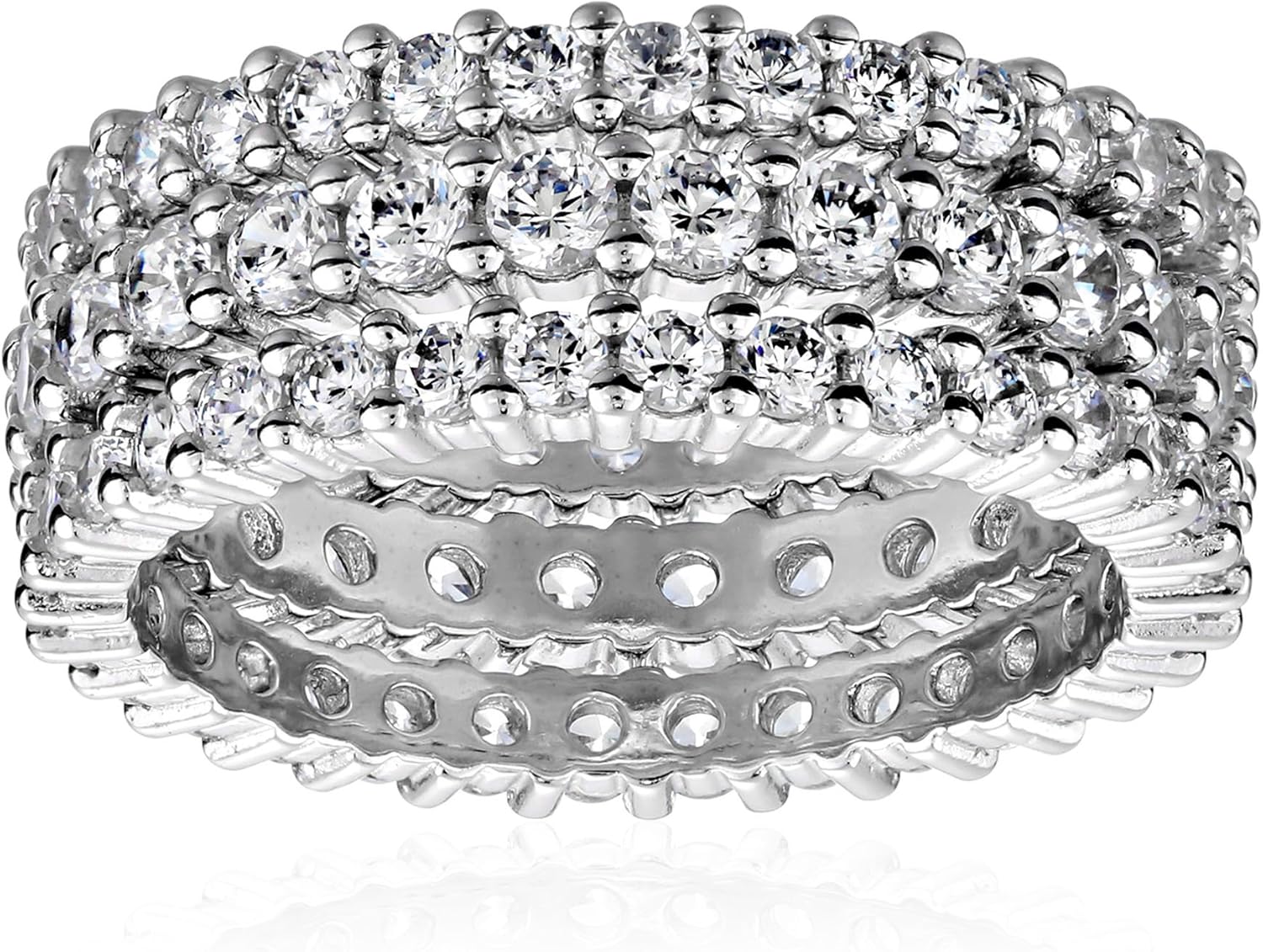 Cubic Zirconia All-Around Band Stacking Ring Set for Elegance