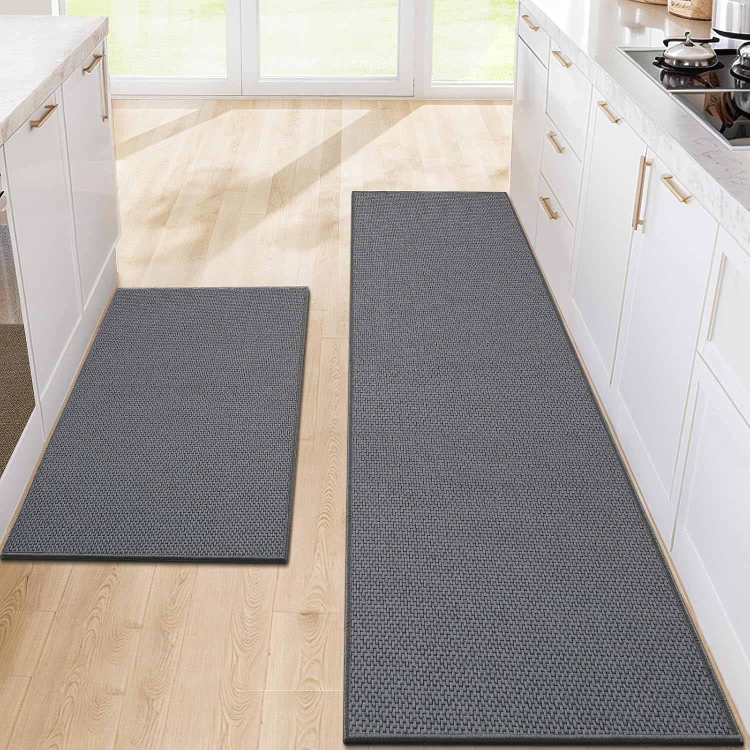 Non Slip Washable Kitchen Rugs and Mats Set of 2 for Decor