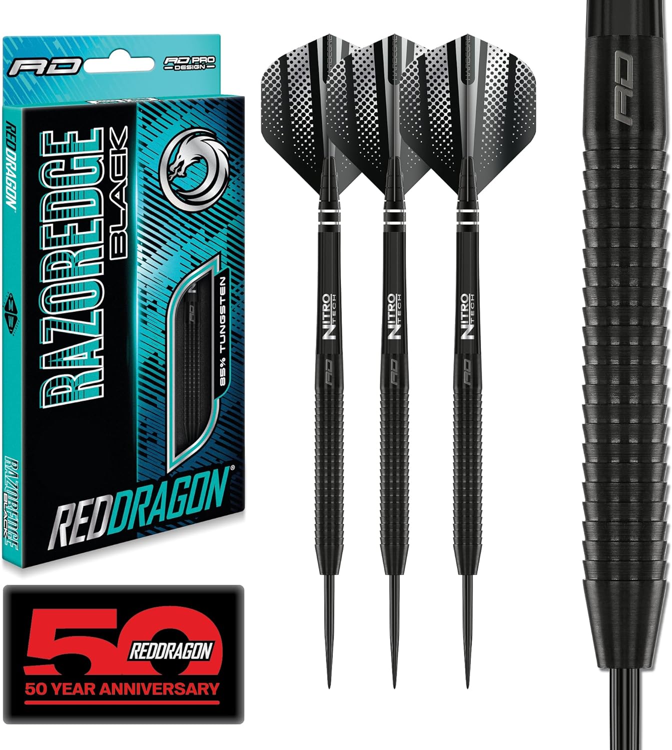 Razor Edge Black Tungsten Darts Set with Flights and Stems