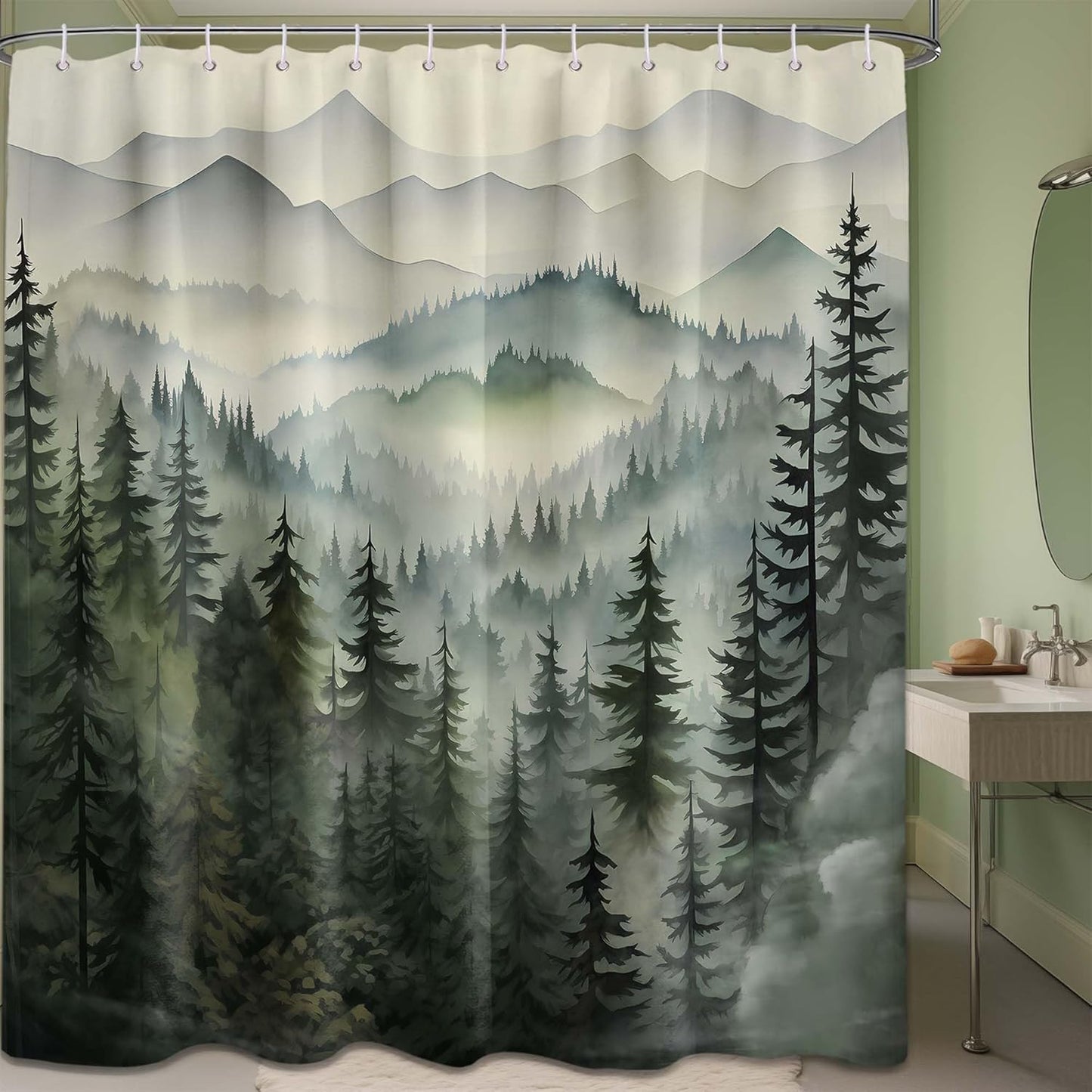 Rustic Pine Tree Shower Curtain - Nature Inspired Bath Decor