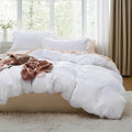 Bedsure Bright White Duvet Cover Queen Size - Extra Soft 3-Piece Set