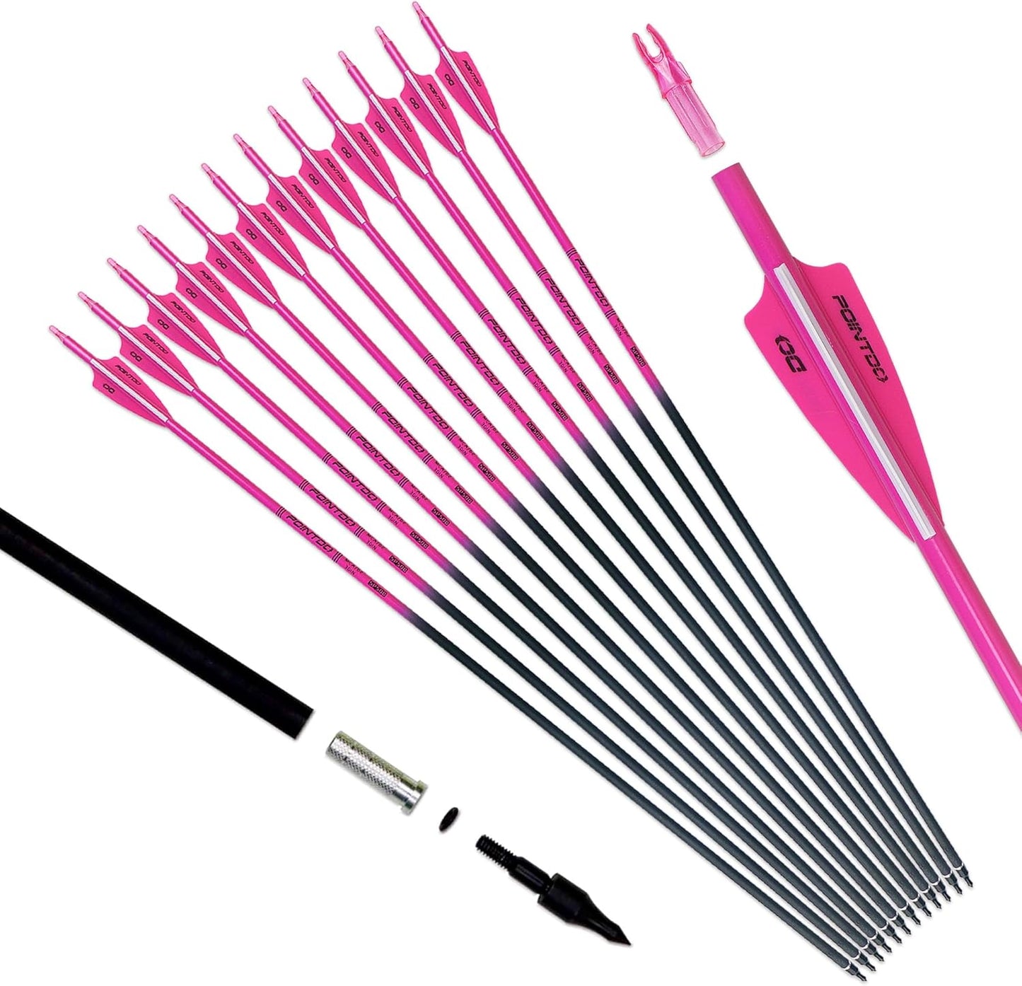 30inch Carbon Arrows for Target Practice and Hunting - Pack of 12