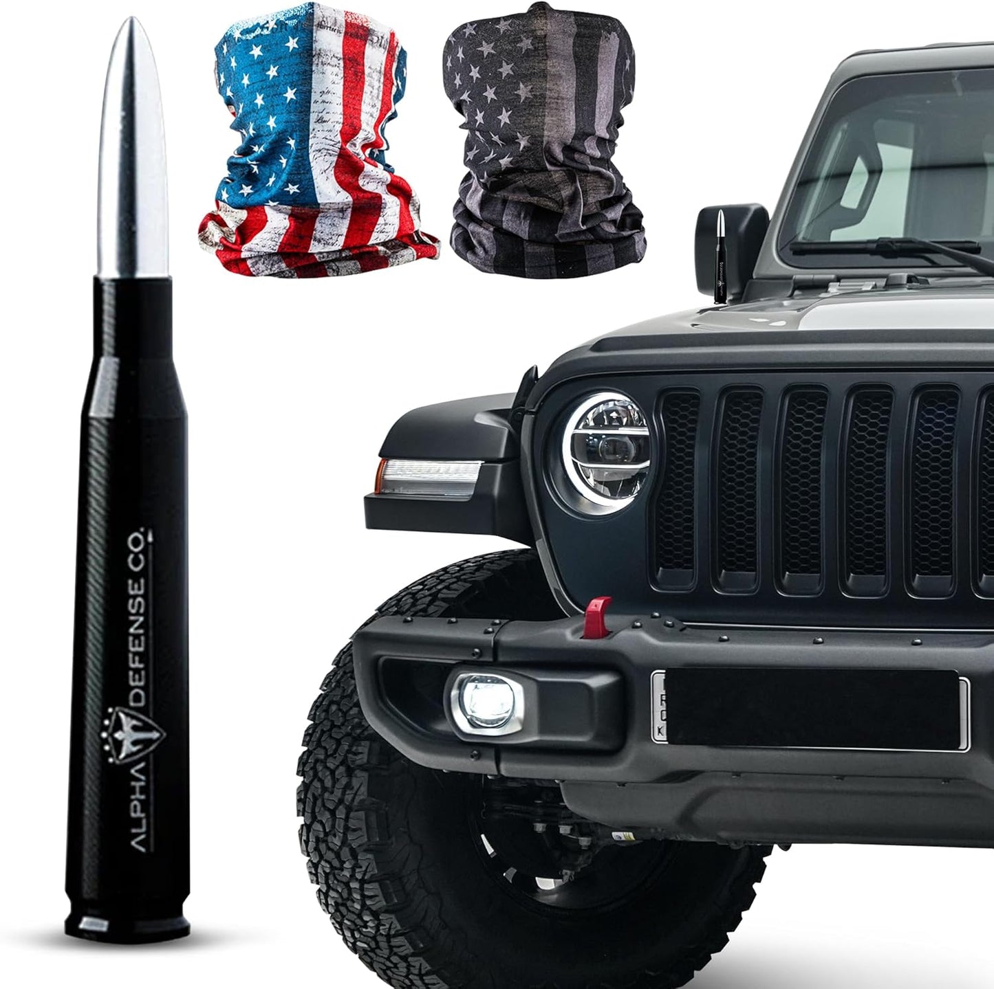 Alpha Defense Round Style Antenna for Jeep Wrangler and Trucks