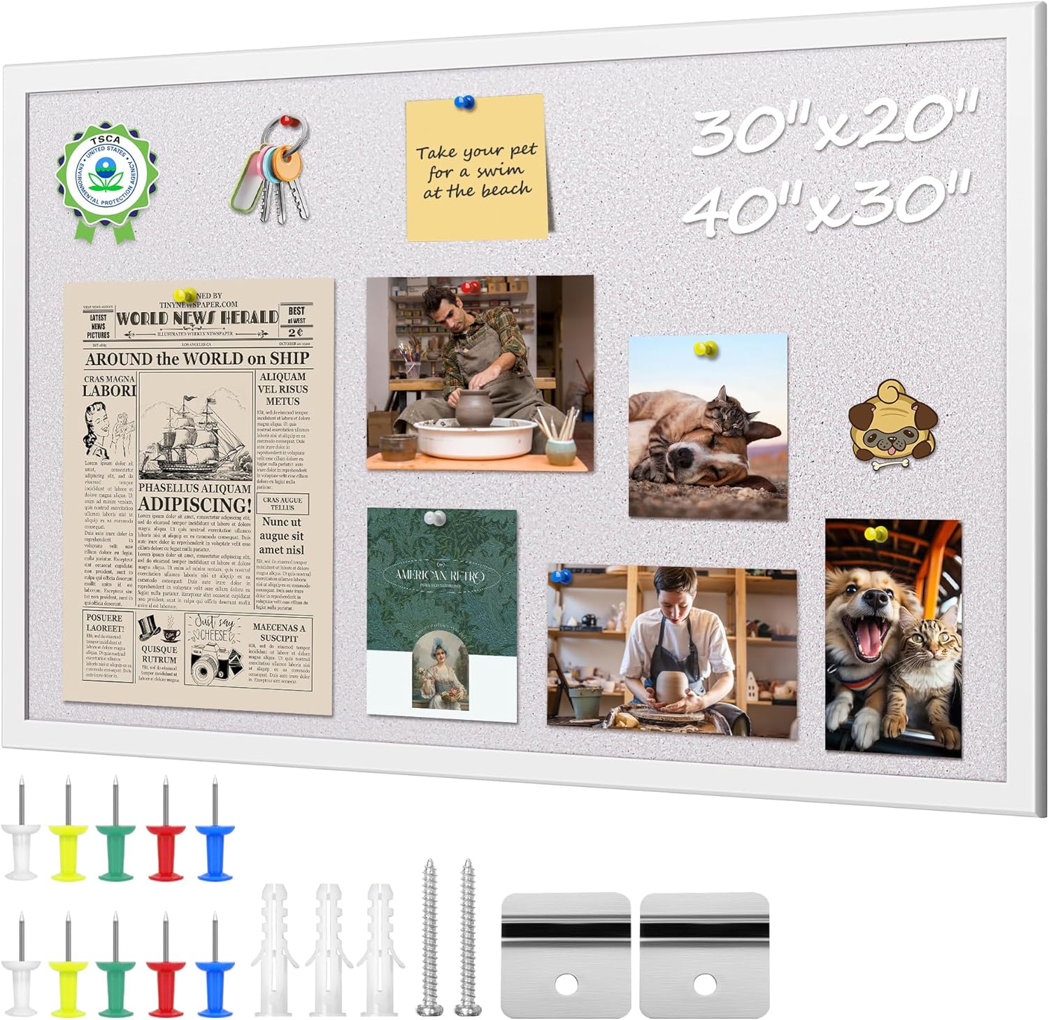 ORIENTOOLS Vision Board 30in x 40in Decorative Cork Board