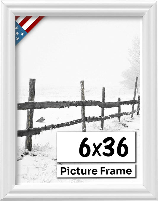 White 6x36 Picture Frame with UV-Blocking Plexiglass for Art
