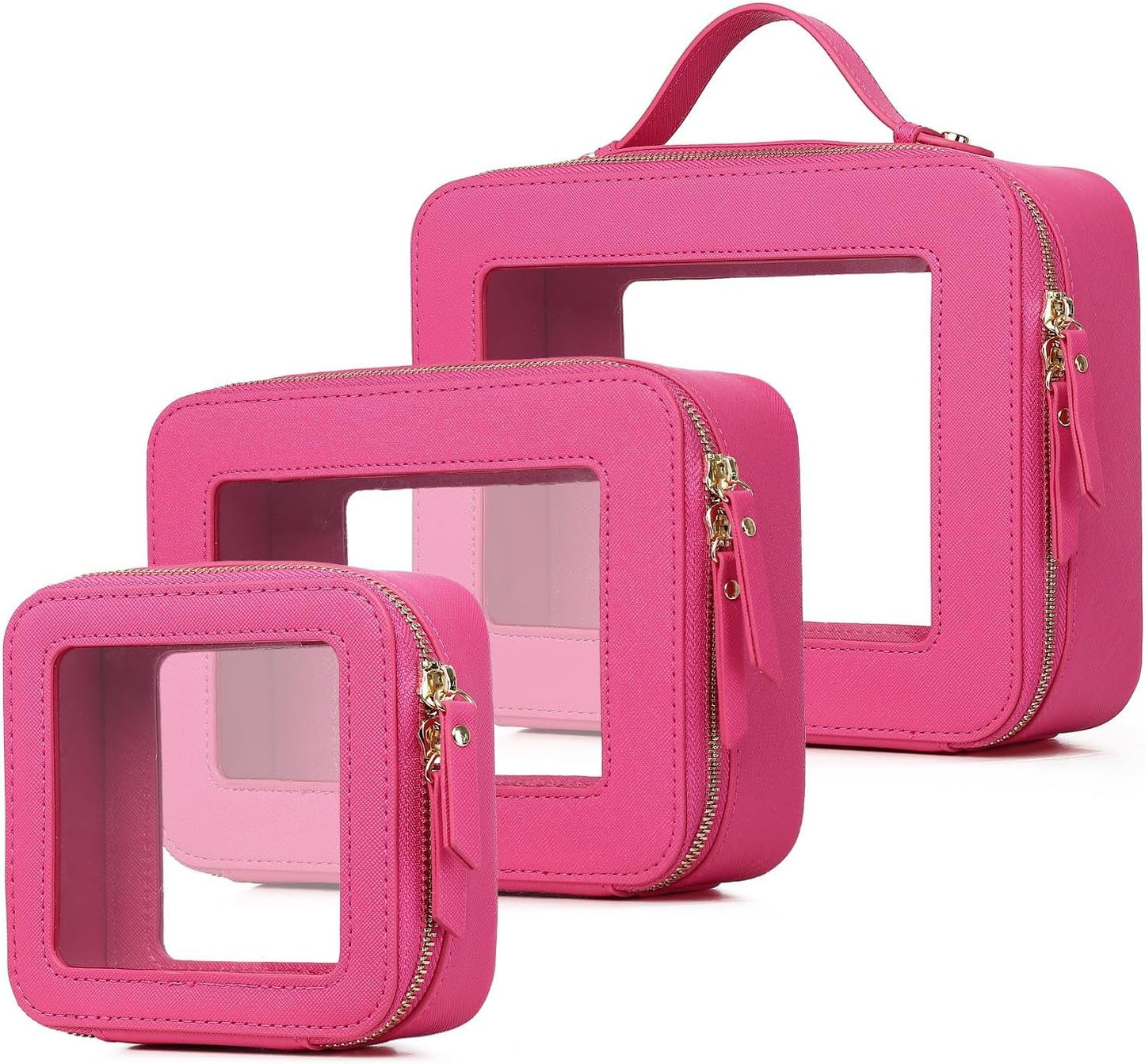 PINKMIK Clear Makeup Bag Waterproof Travel Case for Cosmetics