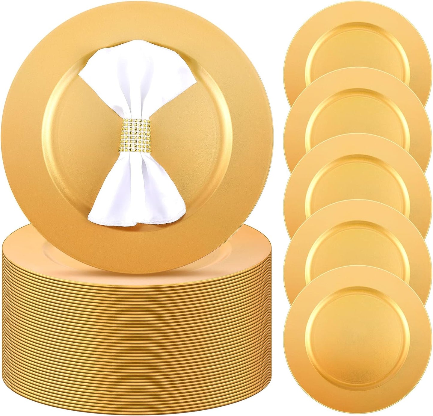 Stunning Gold Charger Plates Set - 50 Pcs 13 Inch for Elegant Table Settings