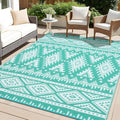 Outdoor Rug Waterproof 10x14 ft Reversible Patio Rug - Portable