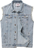Men's Denim Vest Sleeveless Jean Jacket Ripped Distressed Retro