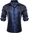 Men Dress Shirt Paisley 70s Disco Silk Button Down - Luxe Jacquard
