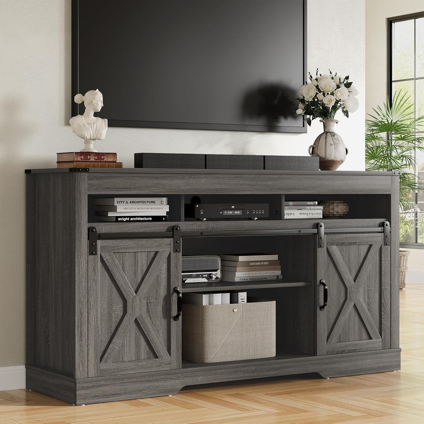 RoyalCraft Farmhouse TV Stand - Stylish Storage Solution