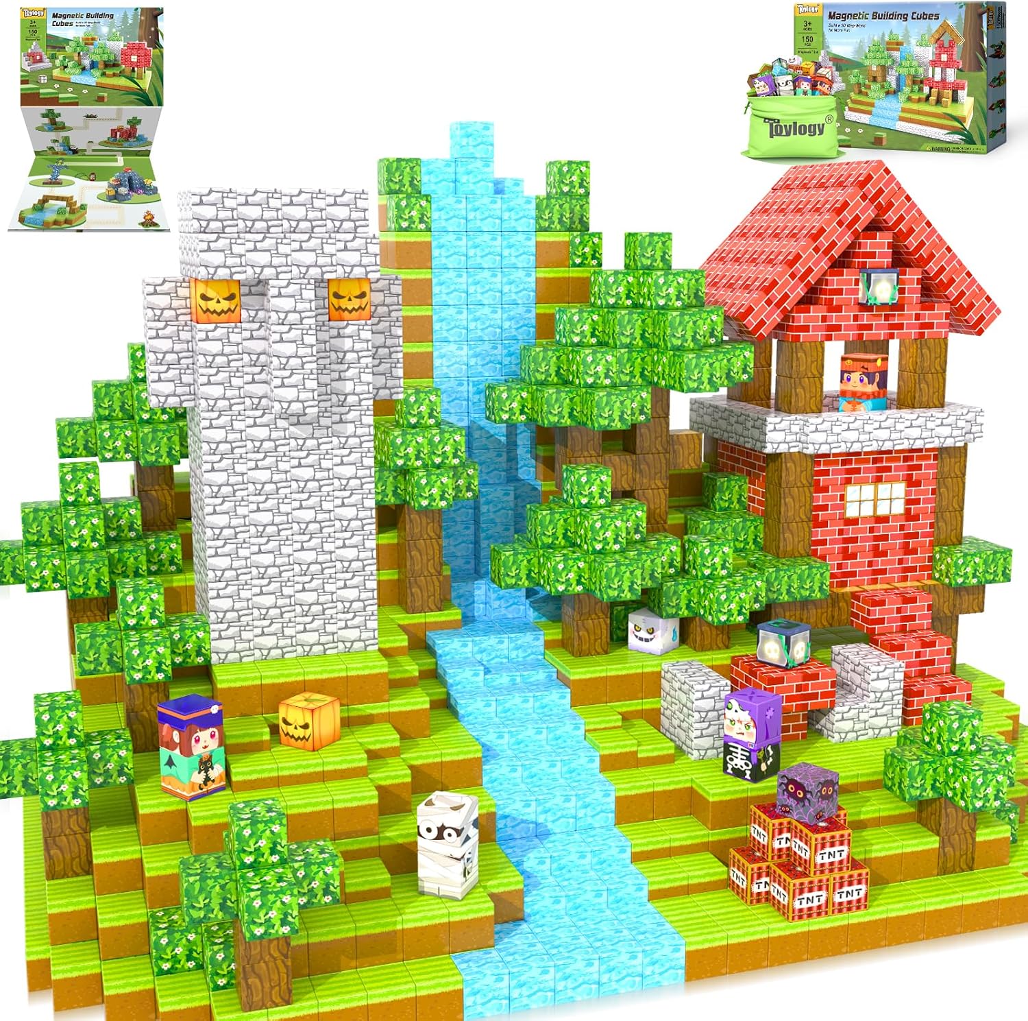 150PCS Large Magnetic Blocks for Creative Kids Playtime Fun