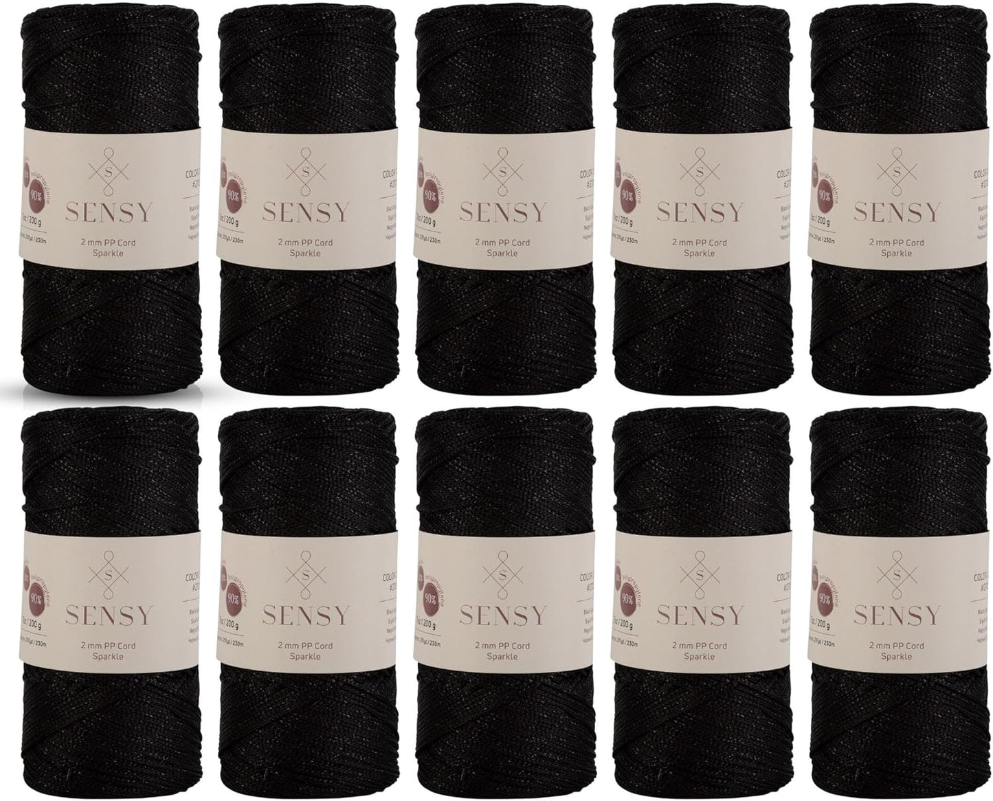 10 Skeins of Sparkle Polyester Rope for Macrame and Crochet