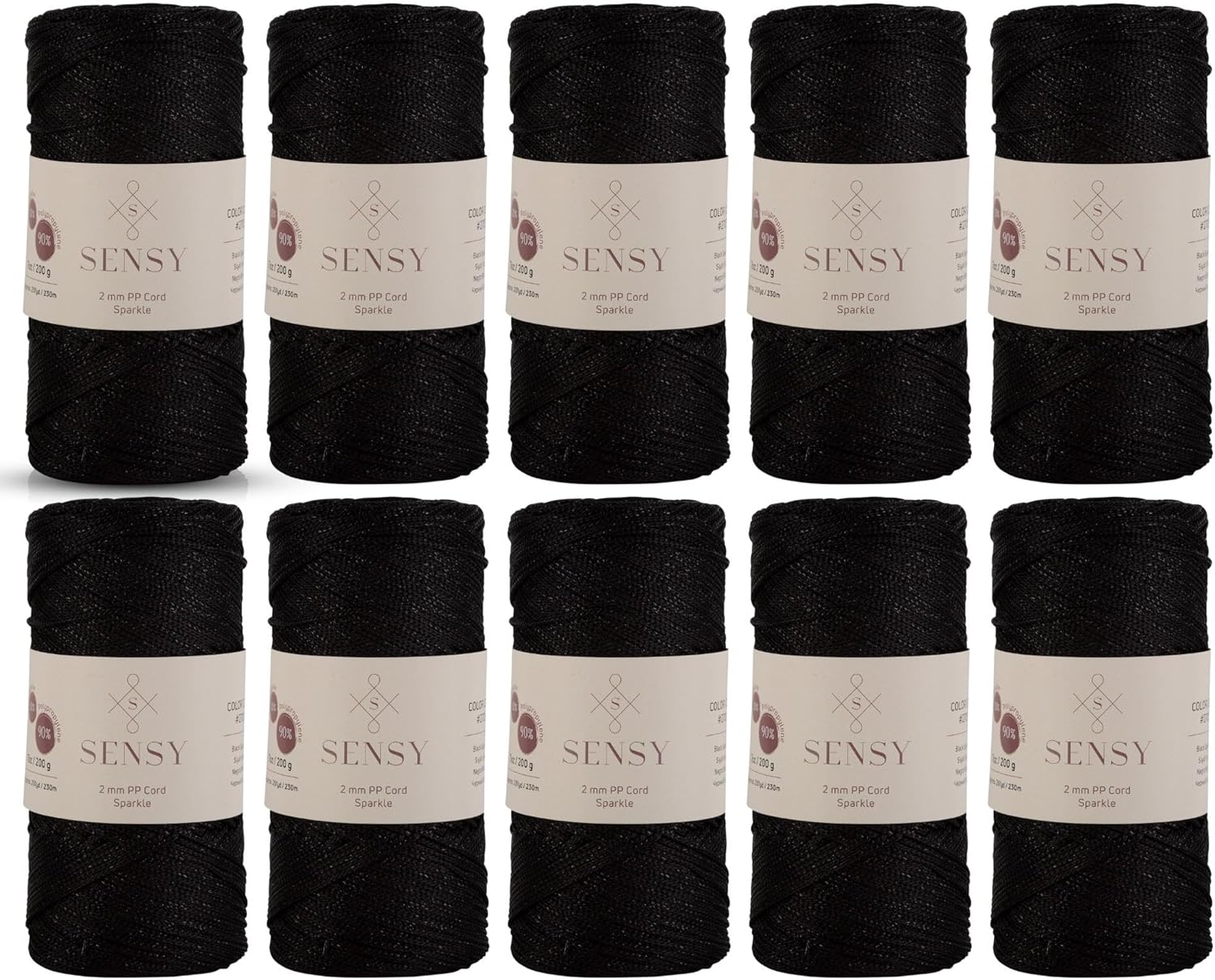 10 Skeins of Sparkle Polyester Rope for Macrame and Crochet