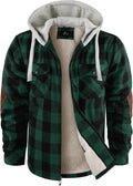 Mens Plaid Hoodies Winter Zip Up Fleece Jacket - Heavyweight Warm