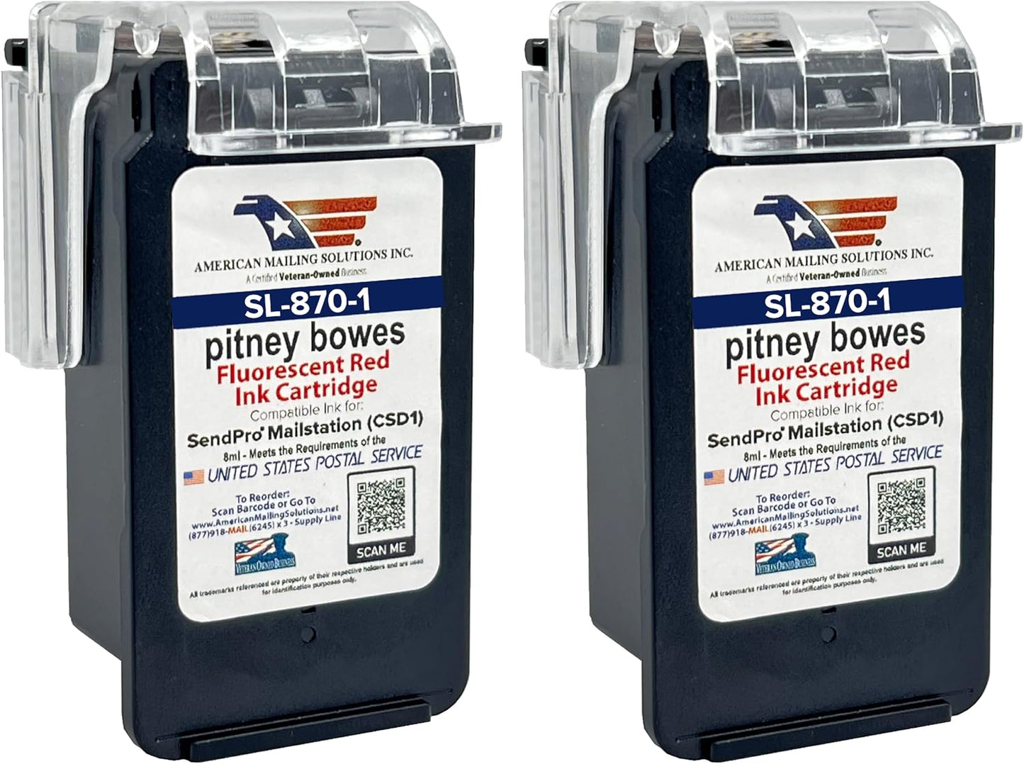PB SL-870-1 Red Fluorescent Ink Cartridge Replacement for Mailstation