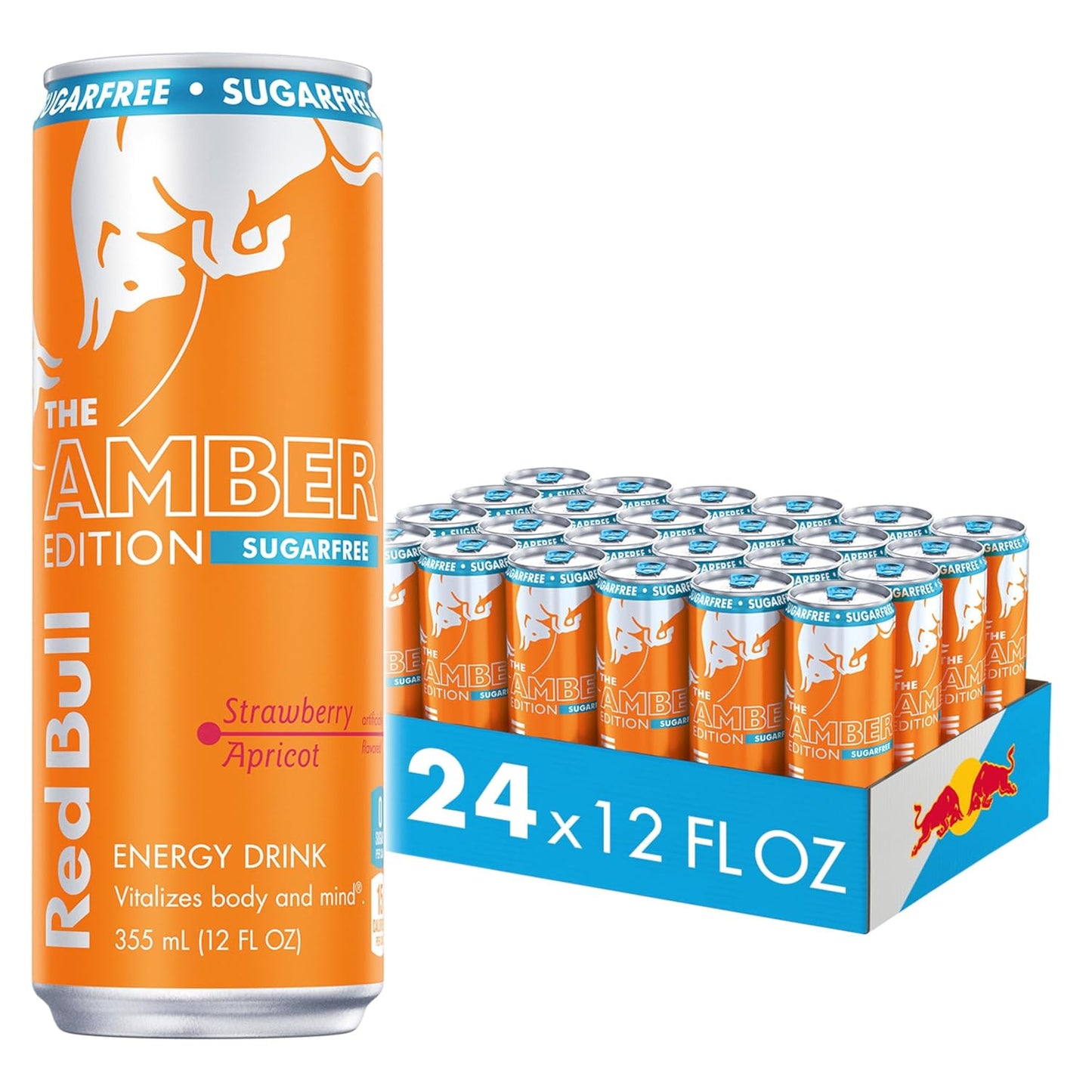 Red Bull Amber Edition Sugar Free Energy Drink, Strawberry Apricot