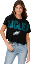 FOCO Women's NFL Team Logo Distressed Crop Top - Fan Ready