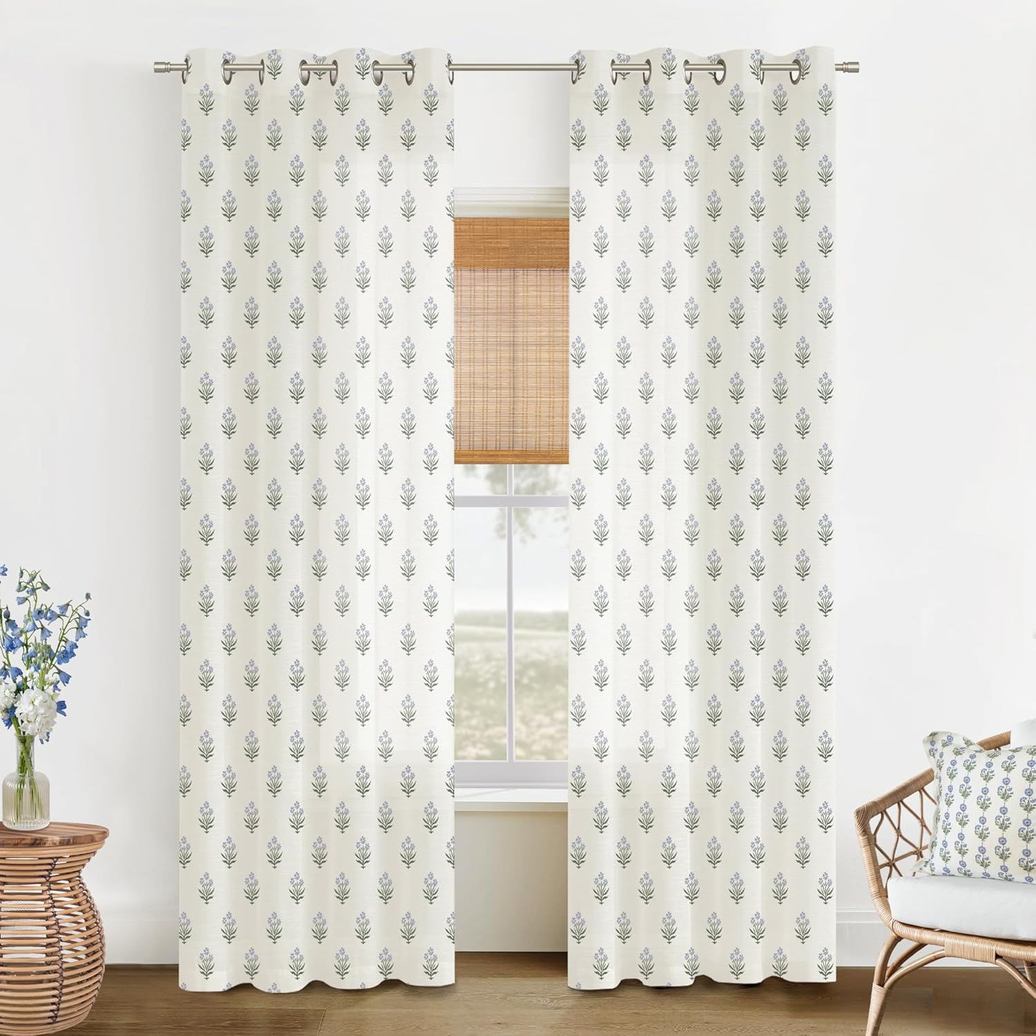 Sheer Curtains 96 Inches Long for Sliding Glass Doors - Dusty Blue