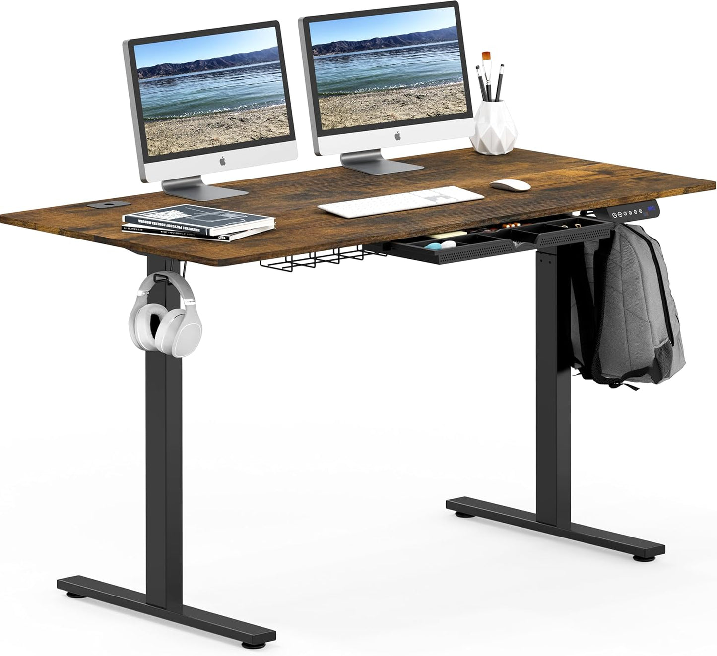 SHW 55 x 28 Inches Electric Height Adjustable Standing Desk